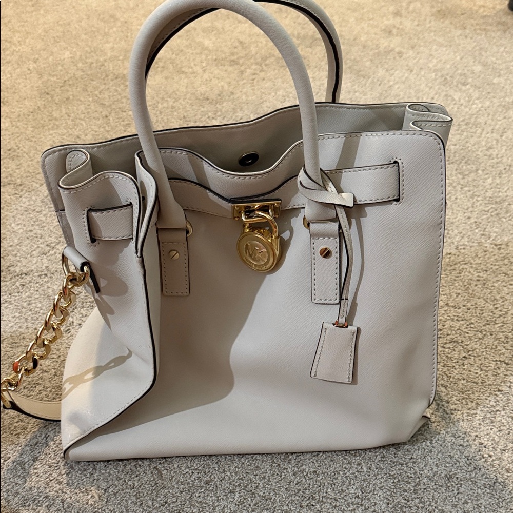 Michael Kors Cream Tote with Gold Chain